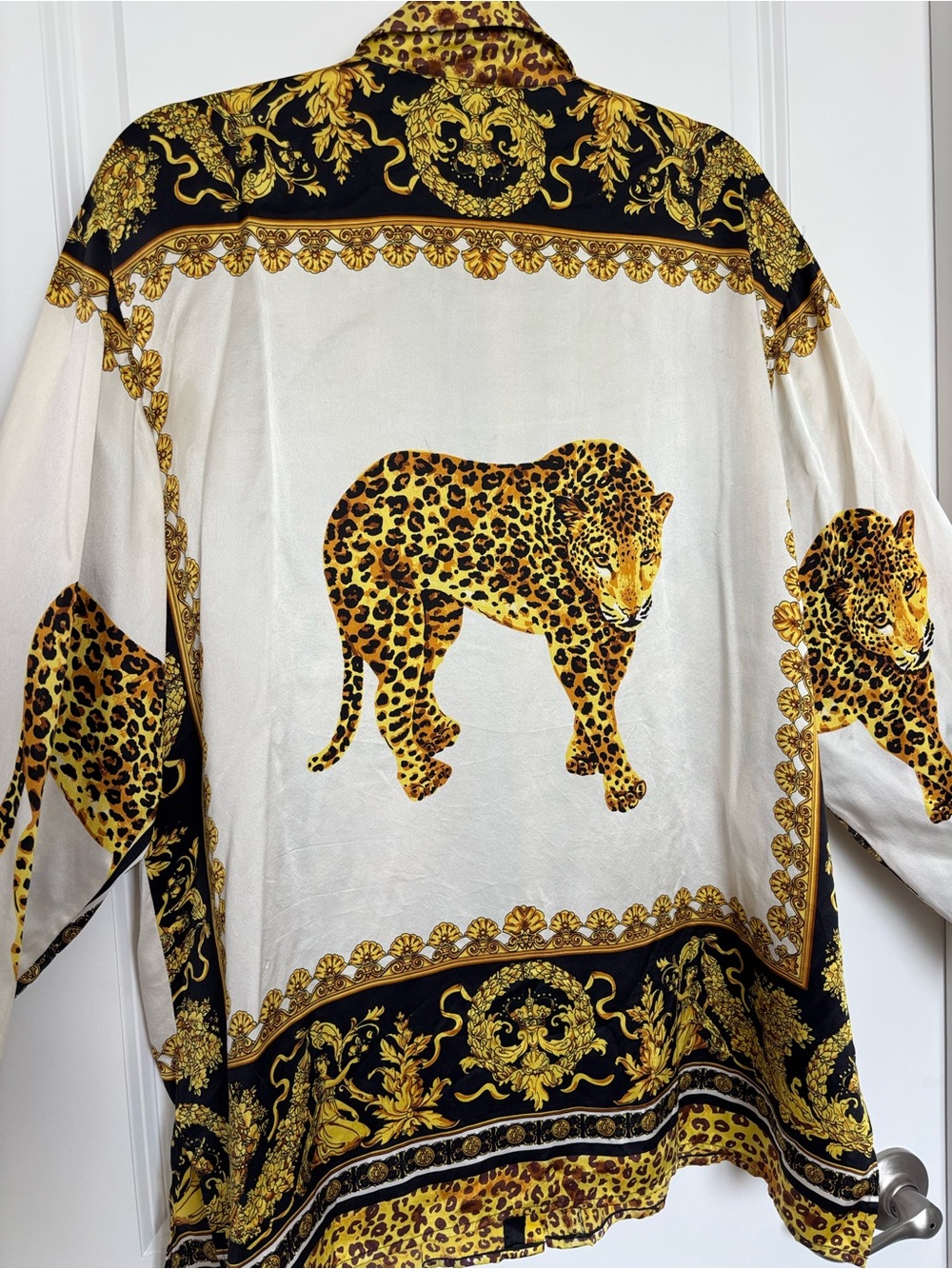 Vintage 100% Silk Paolo Santini Leopard Baroque Shirt 16 Maximalist - Picture 8 of 10